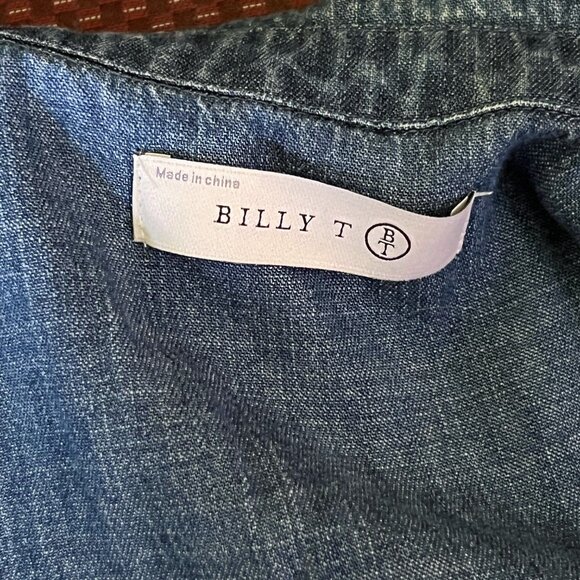 Billy T Denim Henley, with Roll Tab Sleeves, Shirt New with Tags new - Picture 10 of 10